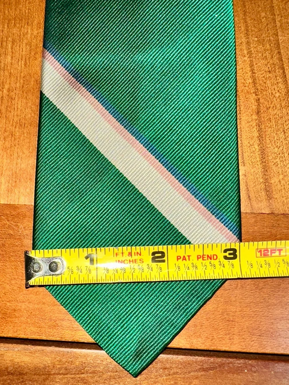 Polo by Ralph Lauren Emerald Green Silver Stripe Tie with Pink & Blue Accents